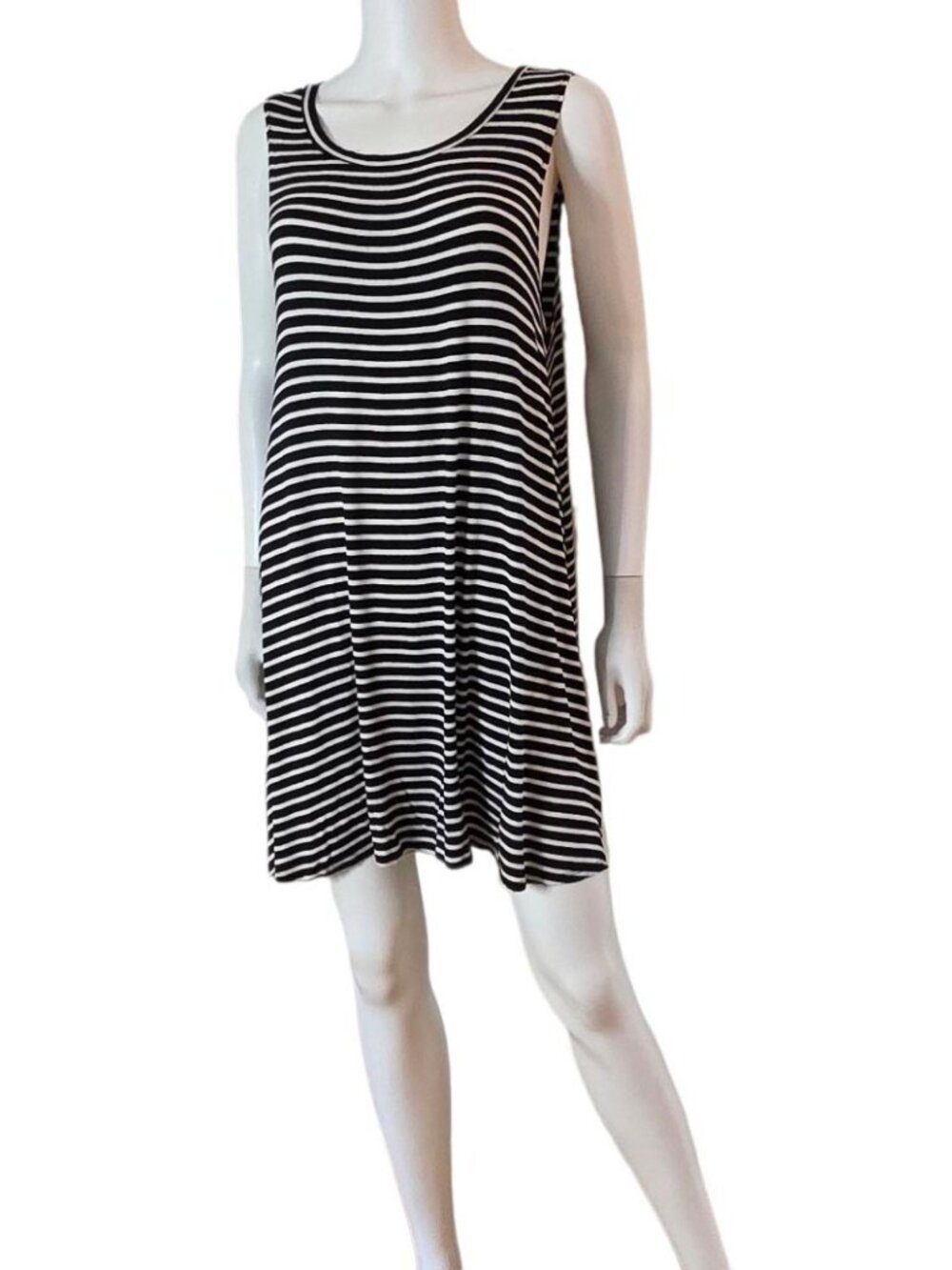 Socialite Shift Sleeveless Black Striped Tank Dress